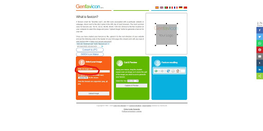 Online image editor upload page