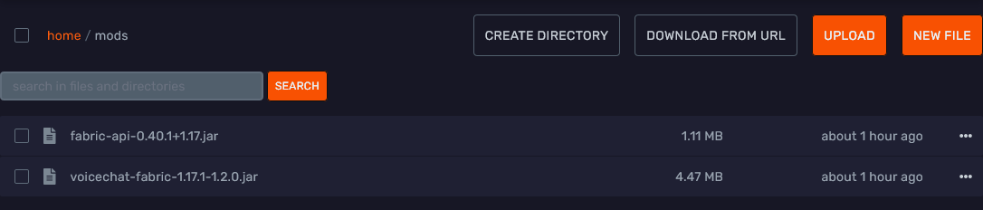 Simple Voice Chat jar uploaded to the mods folder