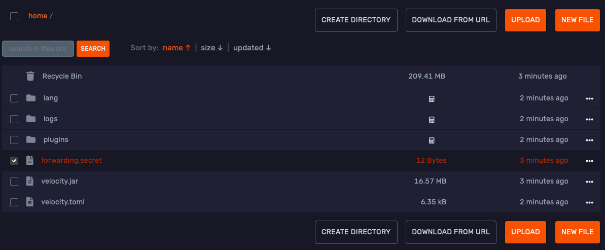 Velocity proxy forwarding.secret file
